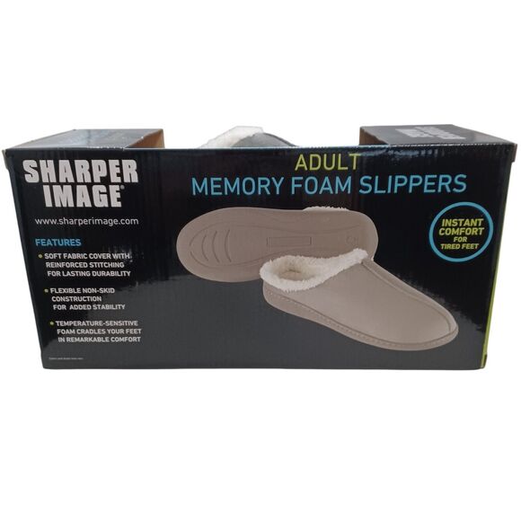 Ultra-Soft Memory Foam Slippers Gray Sz Adult M Unisex Sharper Image New in Box - Picture 7 of 8
